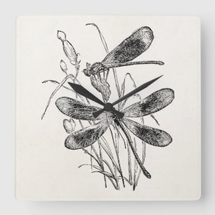 Vintage Virgin Dragonfly Personalised Template Square Wall Clock