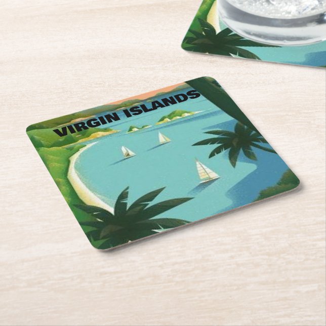 Vintage Virgin Islands, add text, Coaster (Angled)