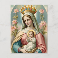 Vintage Virgin Mary Catholic Postcard