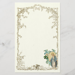 Vintage Virgin Mary Religious Catholic  Stationery