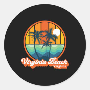Vintage Virginia Beach Virginia Summer 90s Beach S Classic Round Sticker