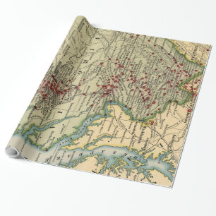 Vintage Virginia Civil War Battlefield Map (1912) Wrapping Paper