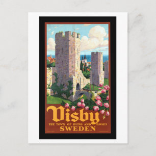 Vintage Visby Sweden Travel Postcard