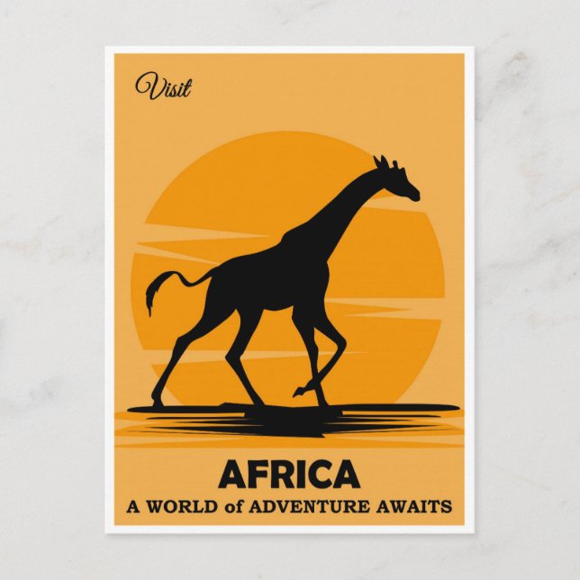 Vintage Visit Africa African Giraffe Travel Postcard (Front)