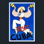 Vintage Visit Cuba Travel Classic Poster Art<br><div class="desc">Vintage Visit Cuba Travel Classic Poster Art Print Carnival party</div>
