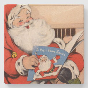 Vintage Visit From Santa Claus Stone Coaster