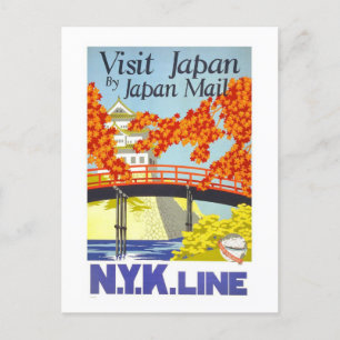Vintage Visit Japan By Japan Mail Travel Postcard