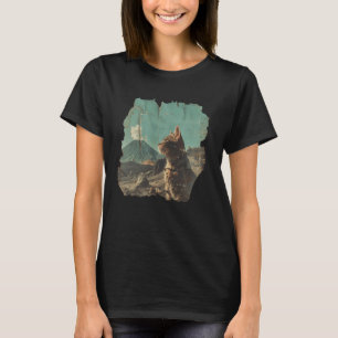 Vintage Volcanic View Kitten Lover Volcano Selfie  T-Shirt