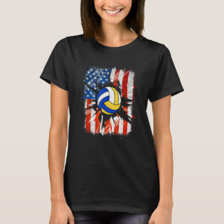 Vintage Volleyball 4th Of July Usa American Flag M T-Shirt
