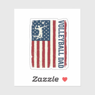 Vintage Volleyball Dad Patriotic Flag Shirt Design