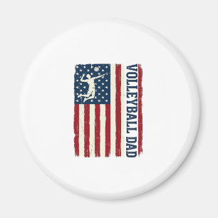 Vintage Volleyball Dad Patriotic Flag Shirt Design Magnet