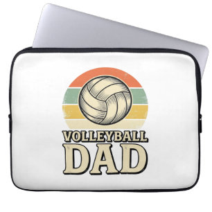 Vintage Volleyball Dad Retro Shirt Design_1 Laptop Sleeve