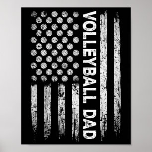 Vintage Volleyball Dad Usa Flag Retro Fathers Day Poster