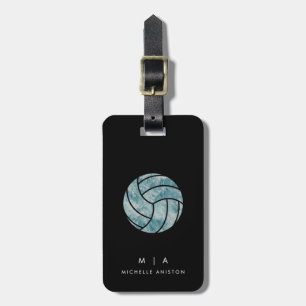 Vintage Volleyball Ocean Summer Monogram Custom Luggage Tag