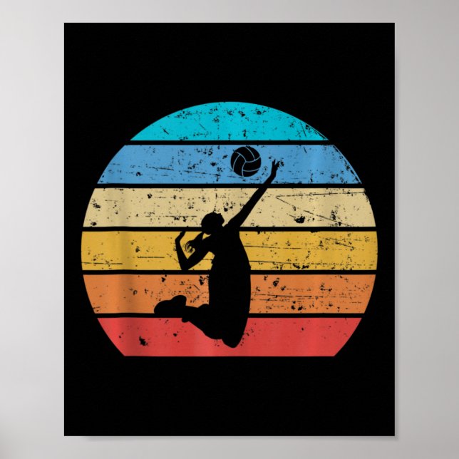 Vintage Volleyball Women Retro Vintage Style Girls Poster (Front)