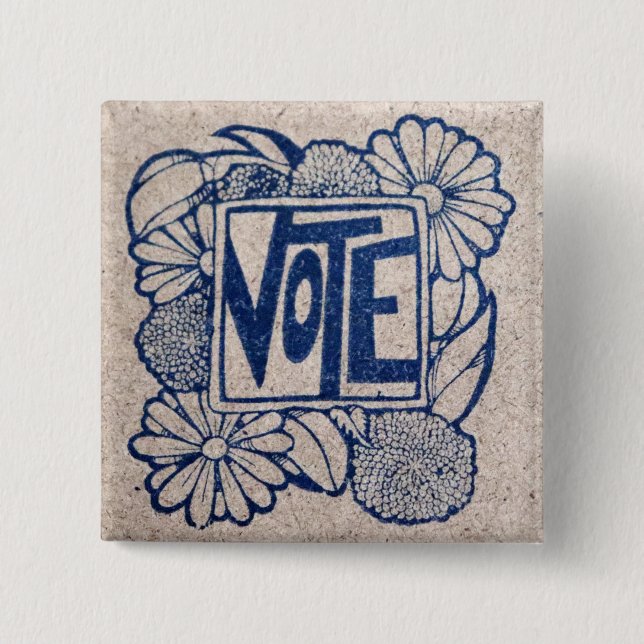 Vintage VOTE 15 Cm Square Badge (Front)