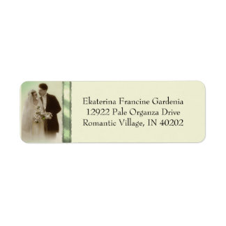 Vintage Vows - Pale Organza in Green Return Address Label
