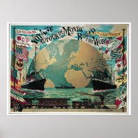 Vintage voyage around the world travel ad