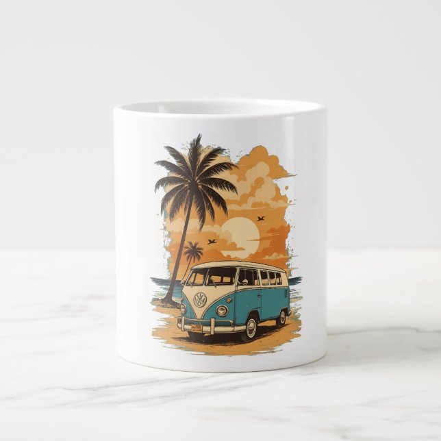 Vintage VW Bus Speciality Mug – Retro Beach Sunset (Front)