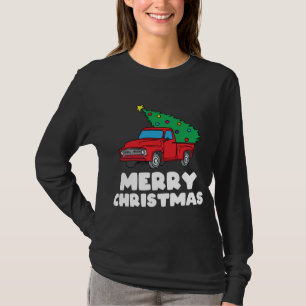 Vintage Wagon Christmas Red Truck Tree on Car Xmas T-Shirt