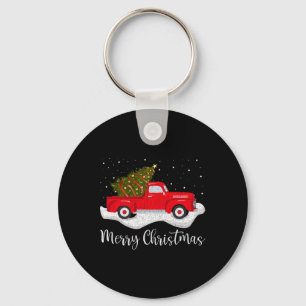 Vintage Wagon Christmas Tree on Car Xmas red Truc Key Ring
