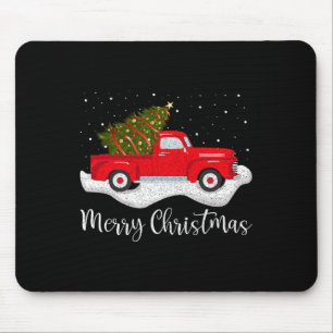 Vintage Wagon Christmas  Tree on Car Xmas red Truc Mouse Pad