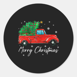 Vintage Wagon Christmas - Tree On Car Xmas Vacatio Classic Round Sticker