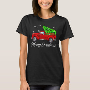Vintage Wagon Christmas Tree Red Truck Retro Farme T-Shirt
