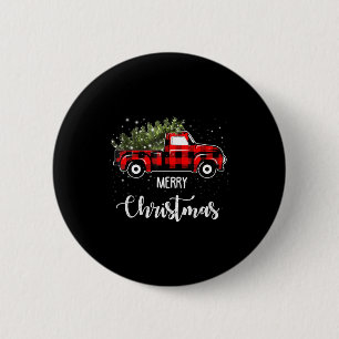 Vintage Wagon Red Truck Christmas Tree Pajama Fami 6 Cm Round Badge