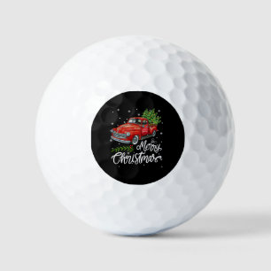 Vintage Wagon Red Truck Christmas Tree Pajama Fami Golf Balls