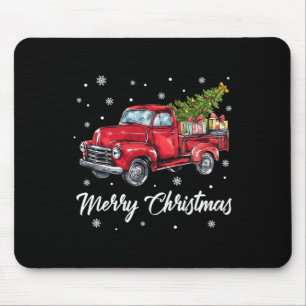 Vintage Wagon Red Truck Christmas Tree Pajama Fami Mouse Pad