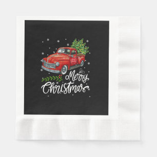 Vintage Wagon Red Truck Christmas Tree Pajama Fami Napkin