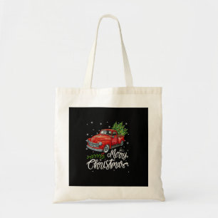 Vintage Wagon Red Truck Christmas Tree Pajama Fami Tote Bag
