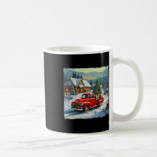Vintage Wagon Red Truck Merry Christmas Tree Snow Coffee Mug