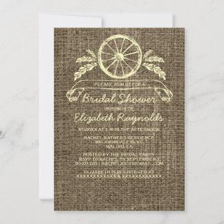 Vintage Wagon Wheel Bridal Shower Invitations