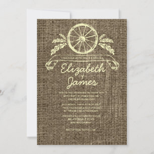 Vintage Wagon Wheel Wedding Invitations
