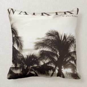 Vintage Waikiki Hawaiian Palm Cushion