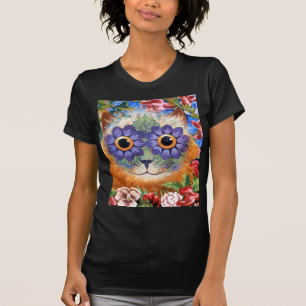 Vintage Wain Flower Cat Art t-Shirt