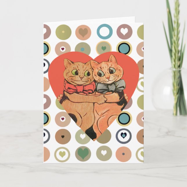 Vintage Wain Valentine Cat Couple Card (Front)