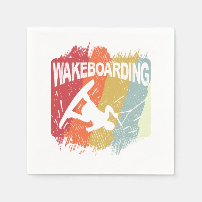 Vintage Wakeboarding Retro Wakeboarder Napkin (Front)