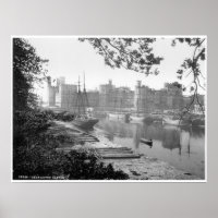 Vintage Wales print, Carnarvon mediaeval castle