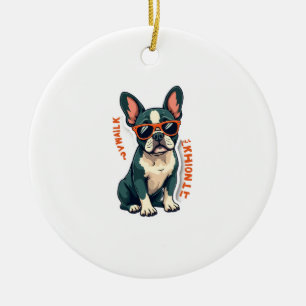 Vintage Walk Ill Think About It French Bulldog Fun Ceramic Ornament
