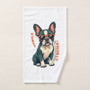 Vintage Walk Ill Think About It French Bulldog Fun Hand Towel