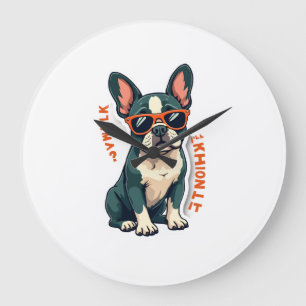 Vintage Walk Ill Think About It French Bulldog Fun Large Clock