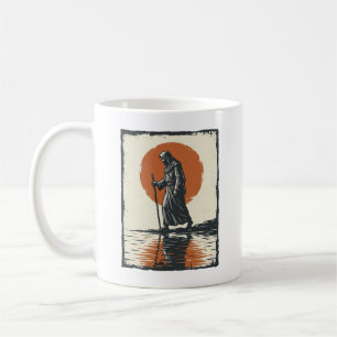Vintage Walking Figure Sunset Reflection Vector Ar Coffee Mug