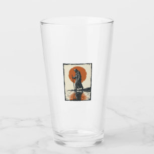 Vintage Walking Figure Sunset Reflection Vector Ar Glass