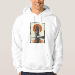 Vintage Walking Figure Sunset Reflection Vector Ar Hoodie