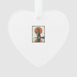 Vintage Walking Figure Sunset Reflection Vector Ar Ornament
