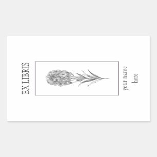 Vintage Wall flower etching bookplate Rectangular Sticker