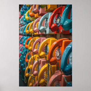 Vintage Wall of Telephones AR 916 Stylised Poster